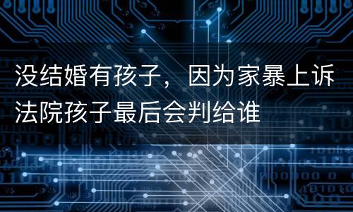 没结婚有孩子，因为家暴上诉法院孩子最后会判给谁