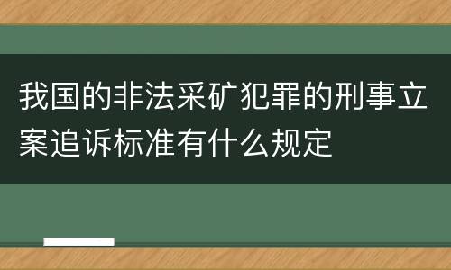 我国的非法采矿犯罪的刑事立案追诉标准有什么规定