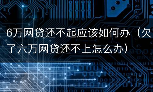 6万网贷还不起应该如何办（欠了六万网贷还不上怎么办）