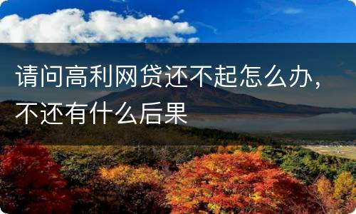 请问高利网贷还不起怎么办，不还有什么后果