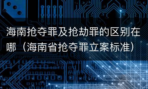 海南抢夺罪及抢劫罪的区别在哪（海南省抢夺罪立案标准）