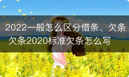 2022一般怎么区分借条、欠条 欠条2020标准欠条怎么写