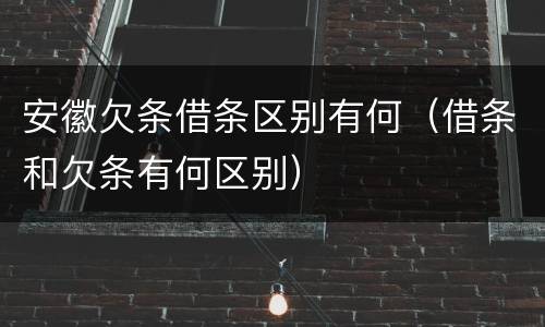 安徽欠条借条区别有何（借条和欠条有何区别）