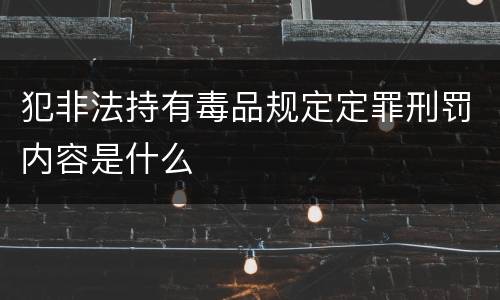犯非法持有毒品规定定罪刑罚内容是什么