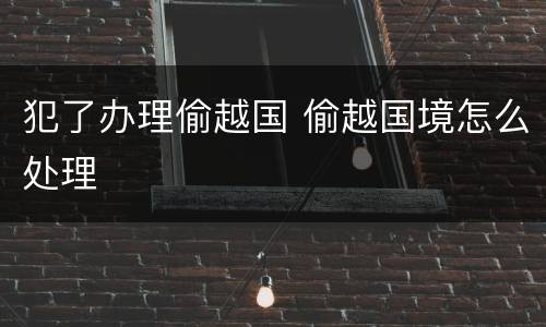 犯了办理偷越国 偷越国境怎么处理