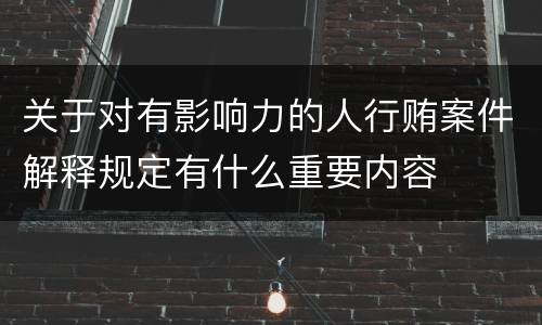 关于对有影响力的人行贿案件解释规定有什么重要内容