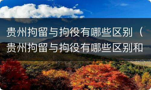 贵州拘留与拘役有哪些区别（贵州拘留与拘役有哪些区别和联系）