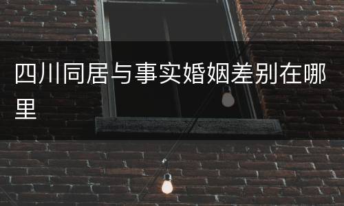 四川同居与事实婚姻差别在哪里