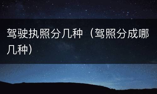 驾驶执照分几种（驾照分成哪几种）