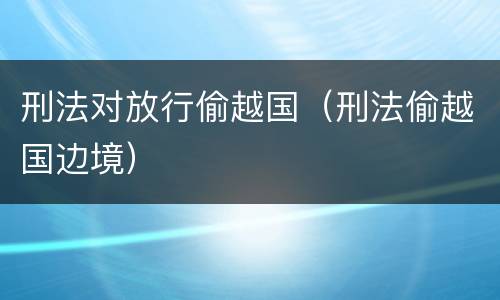 刑法对放行偷越国（刑法偷越国边境）