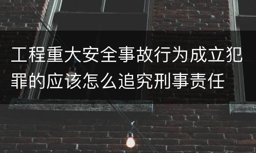 工程重大安全事故行为成立犯罪的应该怎么追究刑事责任