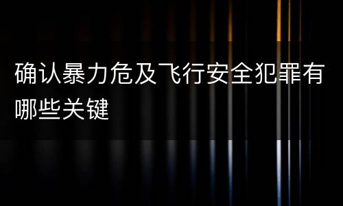 确认暴力危及飞行安全犯罪有哪些关键