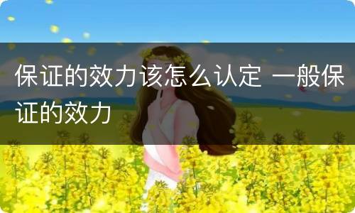 保证的效力该怎么认定 一般保证的效力