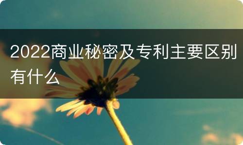 2022商业秘密及专利主要区别有什么