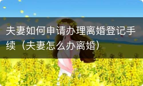 夫妻如何申请办理离婚登记手续（夫妻怎么办离婚）