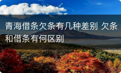 青海借条欠条有几种差别 欠条和借条有何区别