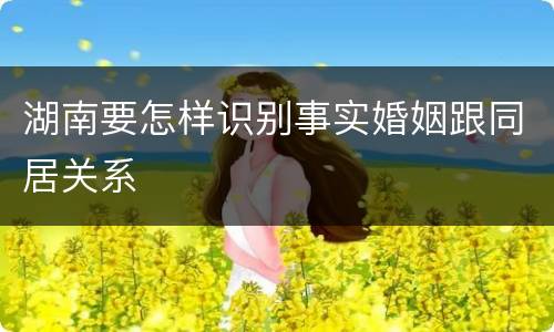 湖南要怎样识别事实婚姻跟同居关系