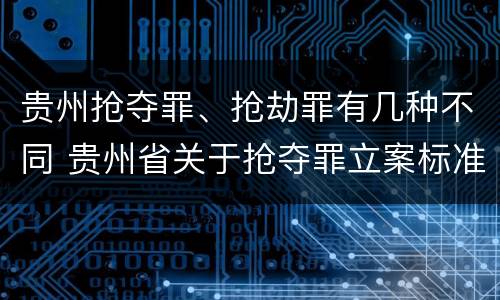 贵州抢夺罪、抢劫罪有几种不同 贵州省关于抢夺罪立案标准