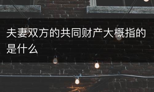 夫妻双方的共同财产大概指的是什么