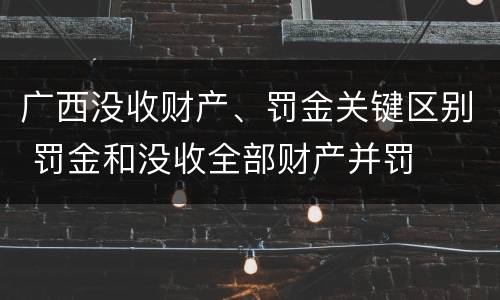 广西没收财产、罚金关键区别 罚金和没收全部财产并罚