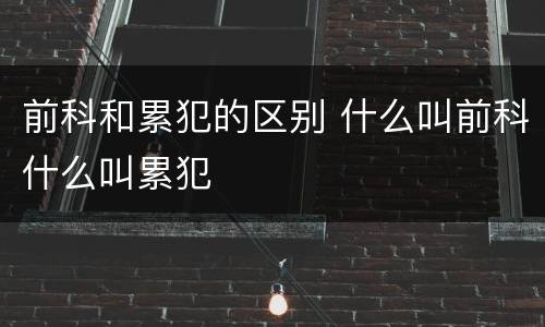 前科和累犯的区别 什么叫前科什么叫累犯