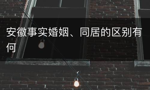 安徽事实婚姻、同居的区别有何
