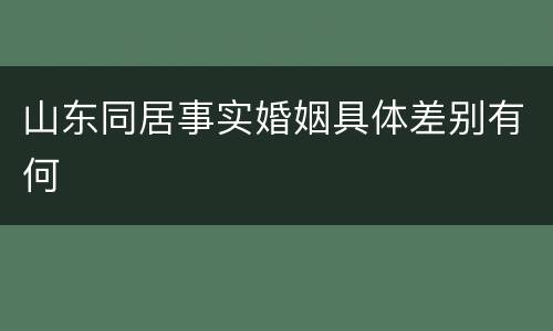 山东同居事实婚姻具体差别有何