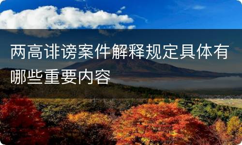 两高诽谤案件解释规定具体有哪些重要内容