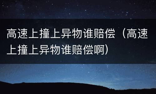 高速上撞上异物谁赔偿（高速上撞上异物谁赔偿啊）