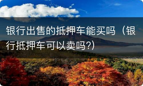 银行出售的抵押车能买吗（银行抵押车可以卖吗?）