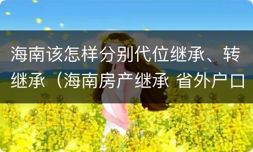 海南该怎样分别代位继承、转继承（海南房产继承 省外户口能继承吗）