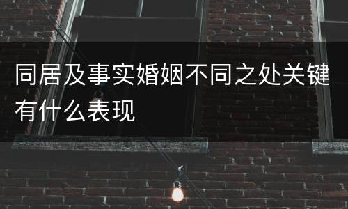 同居及事实婚姻不同之处关键有什么表现