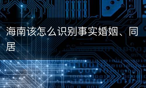 海南该怎么识别事实婚姻、同居
