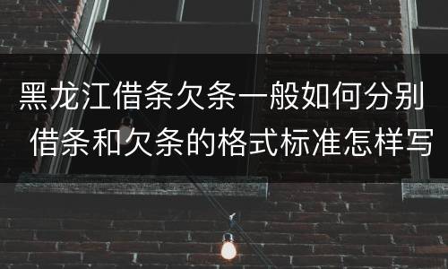 黑龙江借条欠条一般如何分别 借条和欠条的格式标准怎样写