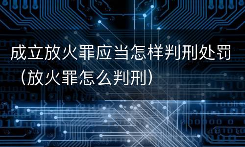 成立放火罪应当怎样判刑处罚（放火罪怎么判刑）