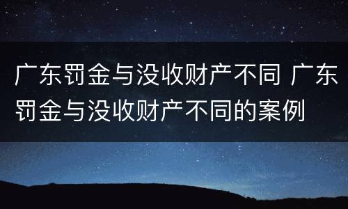 广东罚金与没收财产不同 广东罚金与没收财产不同的案例