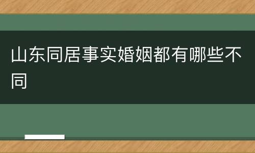 山东同居事实婚姻都有哪些不同