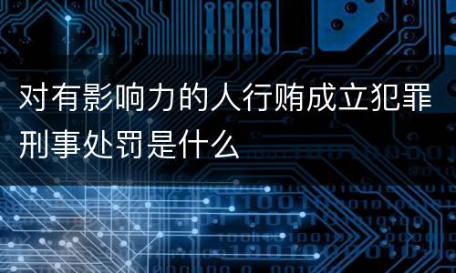 对有影响力的人行贿成立犯罪刑事处罚是什么