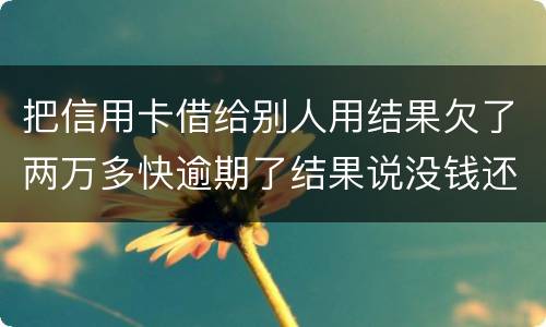 把信用卡借给别人用结果欠了两万多快逾期了结果说没钱还想知道如何处理