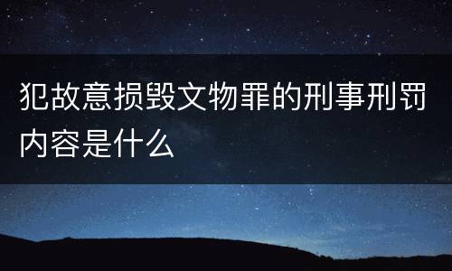犯故意损毁文物罪的刑事刑罚内容是什么