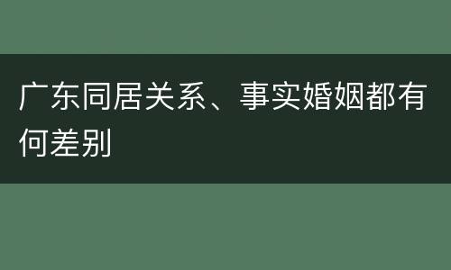 广东同居关系、事实婚姻都有何差别