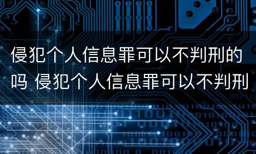 侵犯个人信息罪可以不判刑的吗 侵犯个人信息罪可以不判刑的吗知乎