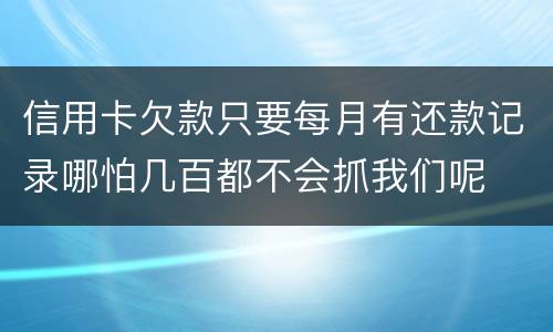 信用卡欠款只要每月有还款记录哪怕几百都不会抓我们呢