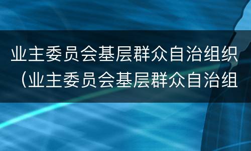 业主委员会基层群众自治组织（业主委员会基层群众自治组织的作用）