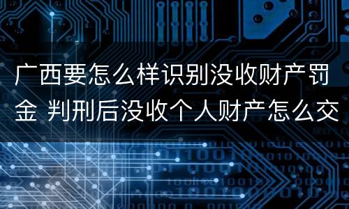 广西要怎么样识别没收财产罚金 判刑后没收个人财产怎么交罚金