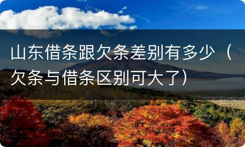 山东借条跟欠条差别有多少（欠条与借条区别可大了）