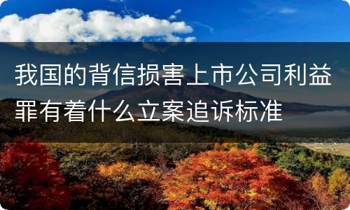 我国的背信损害上市公司利益罪有着什么立案追诉标准