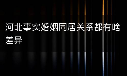 河北事实婚姻同居关系都有啥差异