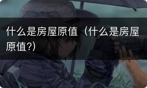 什么是房屋原值（什么是房屋原值?）