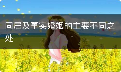 同居及事实婚姻的主要不同之处